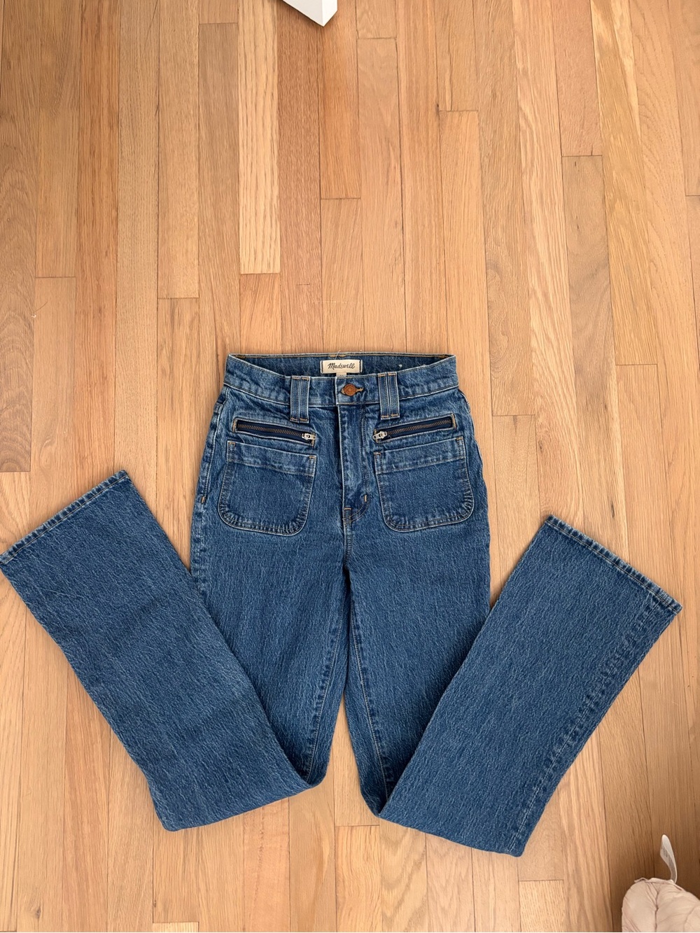 Madewell High-Rise Blue Women's Flare Jeans with Front Patch Pockets